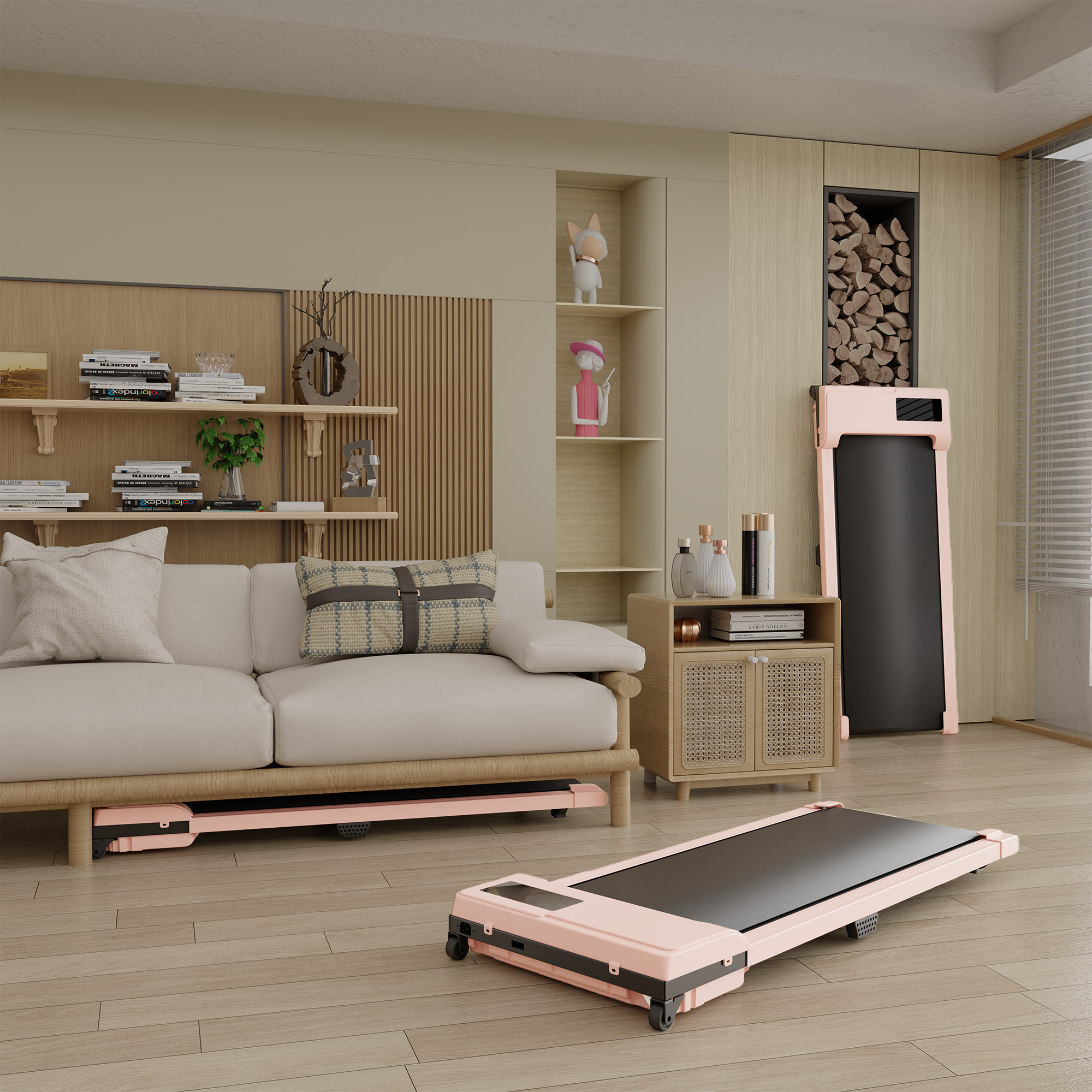 Walking Pad With Quiet 2.0 HP Brushless Motor, Countdown Modes, Spacious Running Area, 220 Lbs Weight Capacity For Home Or Office Workouts, 3 In 1 Portable Treadmill Walking, Pink_voghion.com